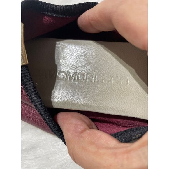 David Morelos Made In Italy Women's Zebra Print & Burgundy Leather Ballet Flats - Picture 6 of 8